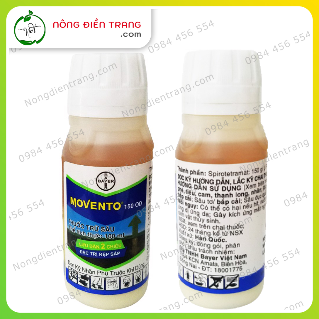 Chế Phẩm Sinh Học Trừ Rệp Sáp Bọ Trĩ Bù Lạch Movento 150OD - Chai 100ml - Lưu Dẫn 2 Chiều VTNN Nông Điền Trang