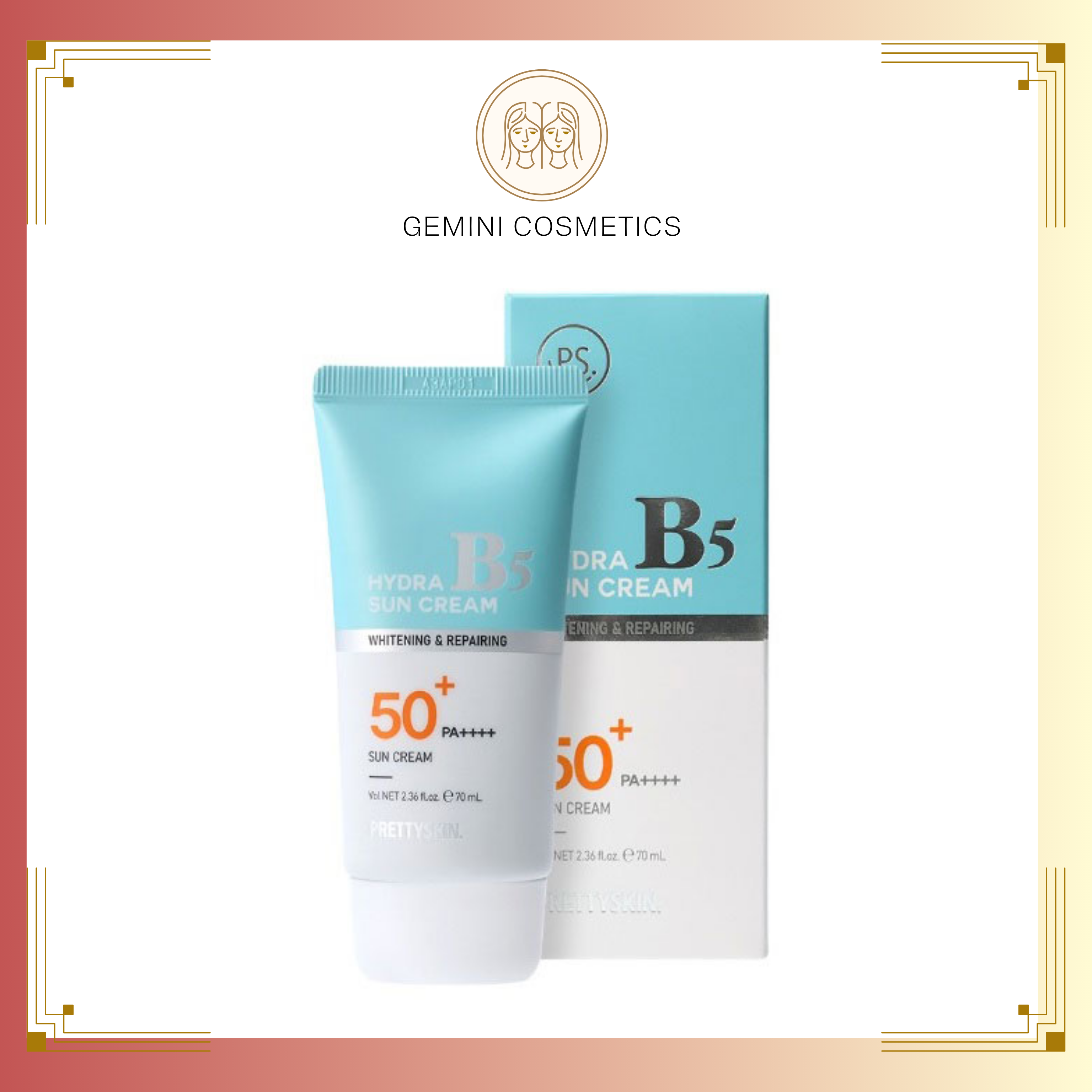 Kem chống nắng Pretty Skin phục hồi dưỡng trắng Hydra B5 Sun Cream SPF 50+/PA+++ 70ML