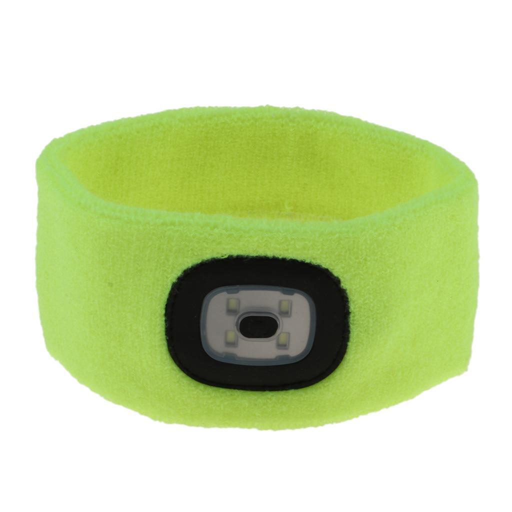 Hands Free LED Lighted Battery Powered Headlamp Braided Headband Sweat Band