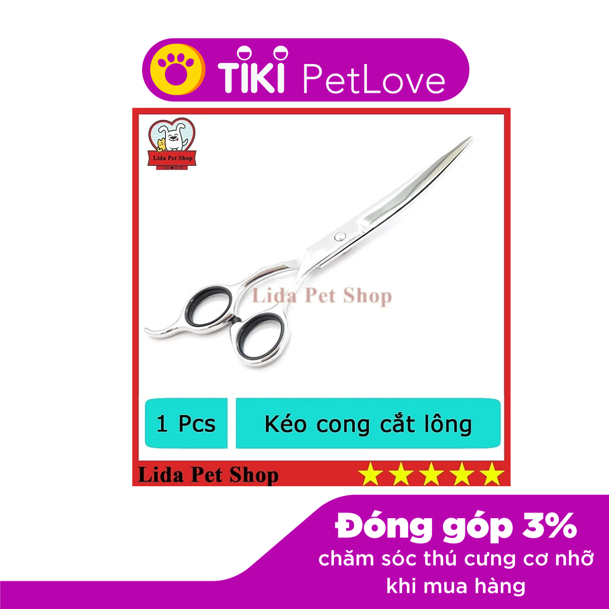 Kéo cong cắt tỉa lông chó mèo 6inch - Kéo cắt lông chó mèo