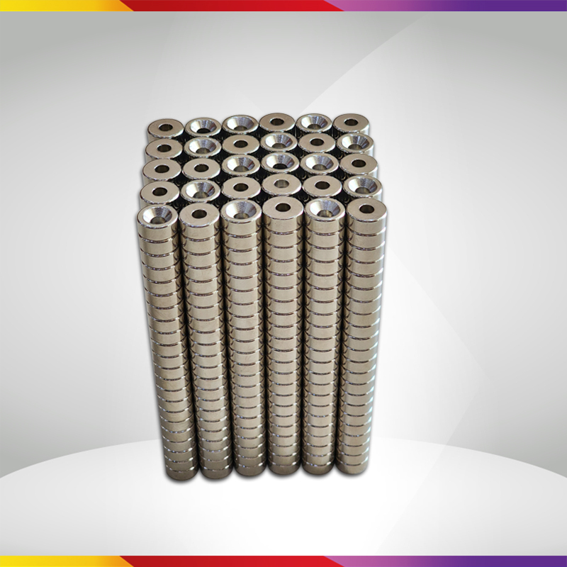 Bộ 10 Viên Nam Châm Đất Hiếm Loại Tròn 12x5mm Lỗ Vát M4 Lực Từ N35 Cực Mạnh