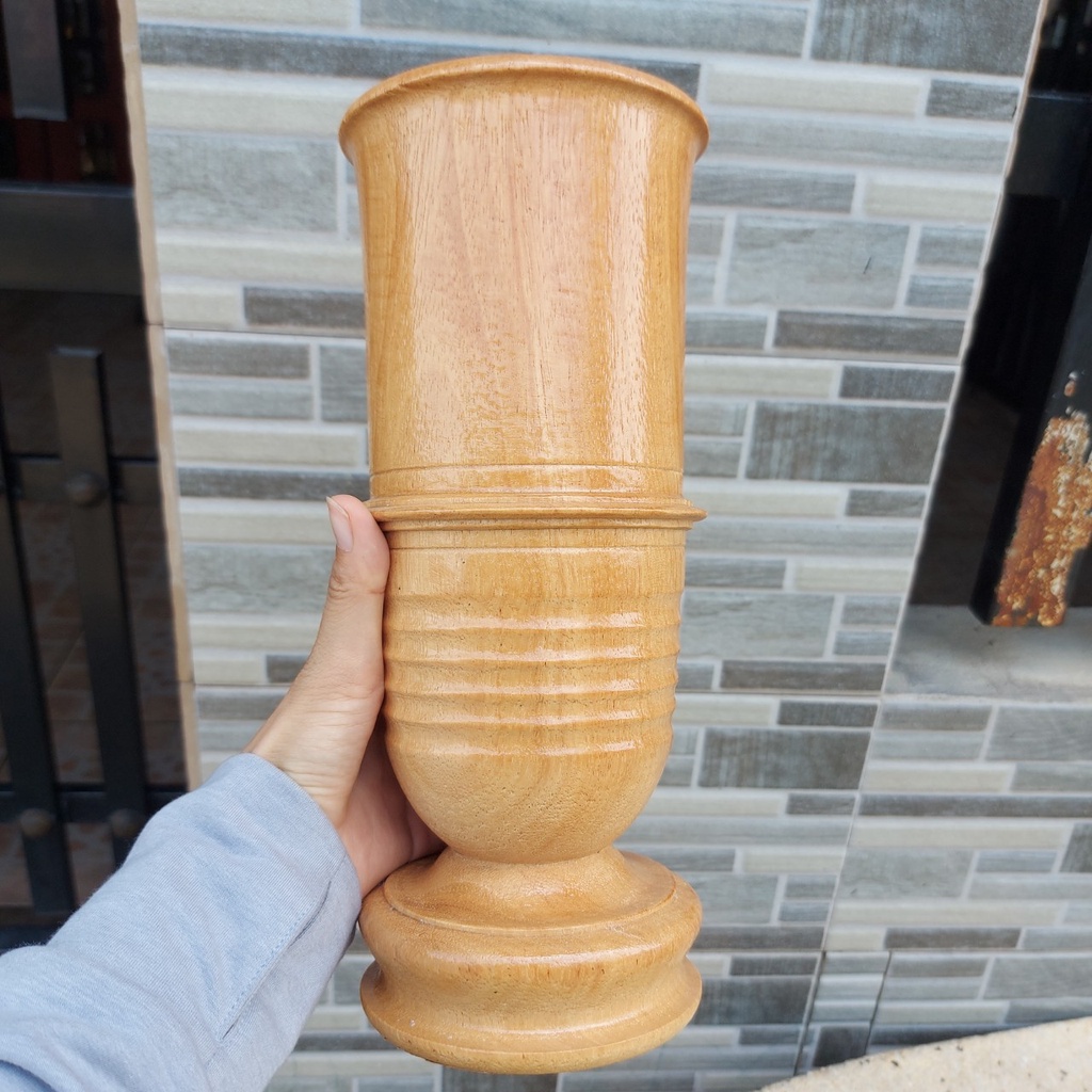 Ống Đựng Nhang gỗ gõ nguyên khối cao 25cm