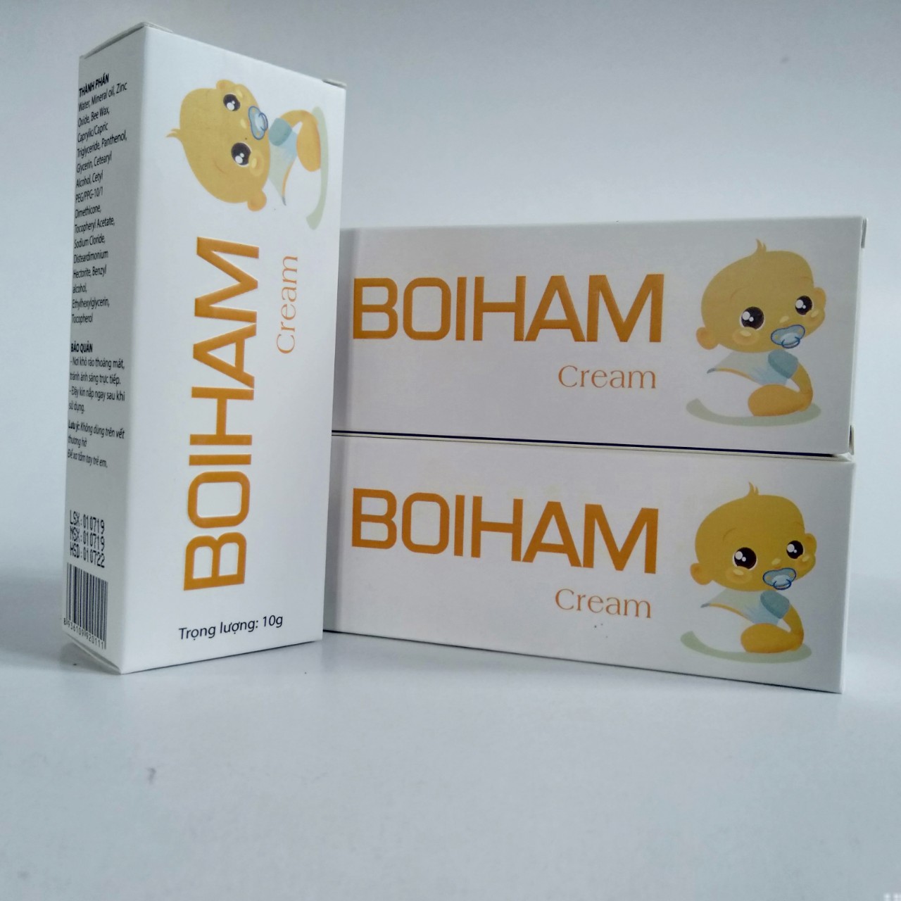 [COMBO 3 HỘP] Kem giảm hăm BOIHAM Cream bảo vệ cho làn da nhạy cảm của em bé tránh khỏi các tác nhân gây kích ứng, giúp phòng ngừa hăm tã, giúp da bé luôn mềm mịn- tuýp 10g, hàng chính hãng