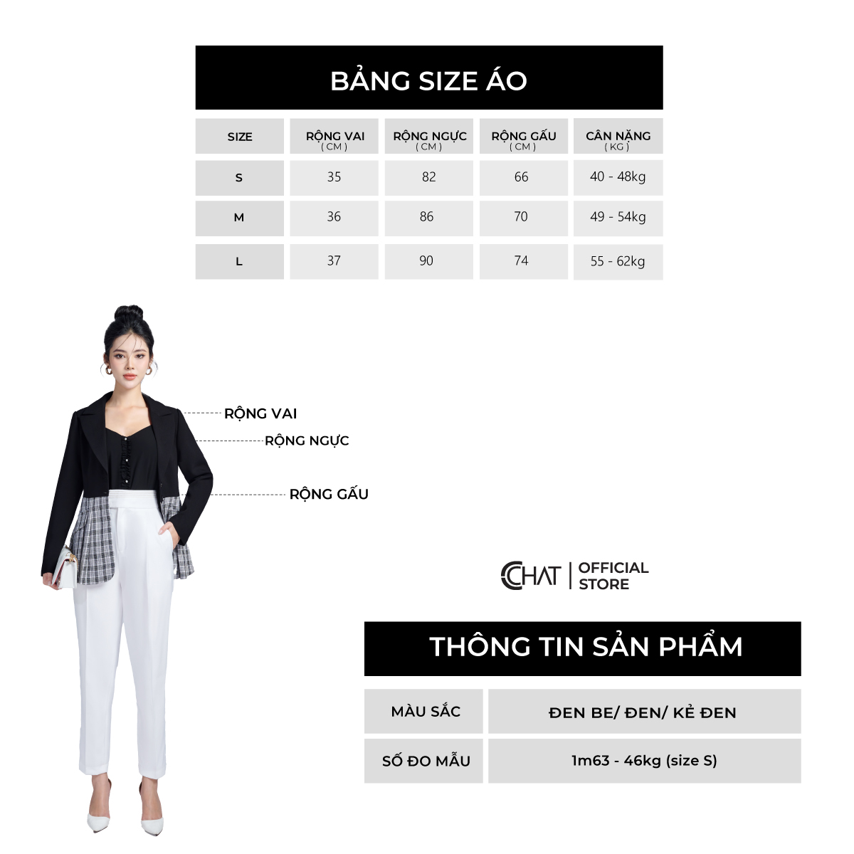 Áo Blazer Nữ  Dáng Vest Kiểu Ôm Phối Thân Chất Tuytsi Cao Cấp Mềm Mịn 22EHS8001PT