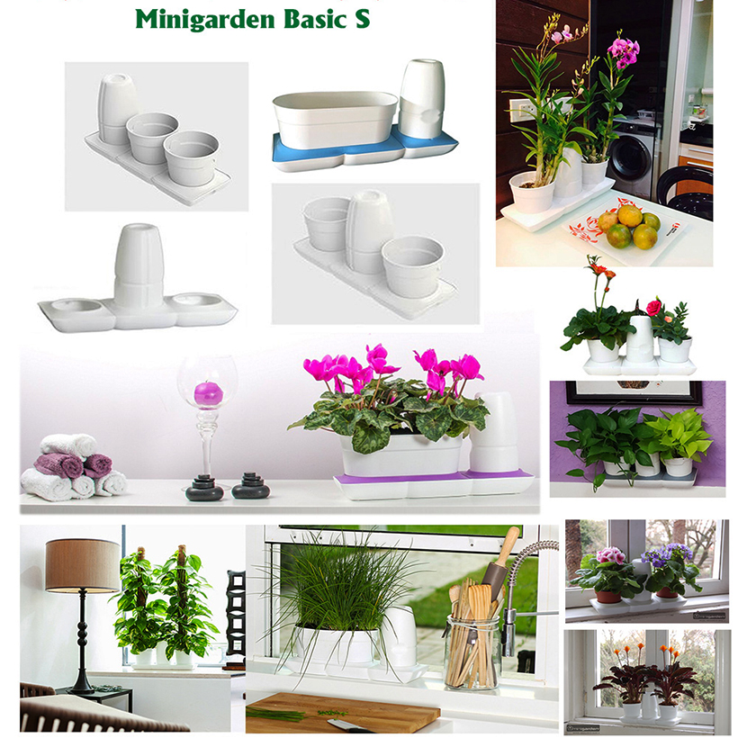 Combo 2 Bộ Chậu Tự Dưỡng Trồng Rau sạch, Trồng Cây Xanh Để Bàn Basic S & UNO nhập khẩu Bồ Đào Nha dành cho người yêu rau và cây tại nhà