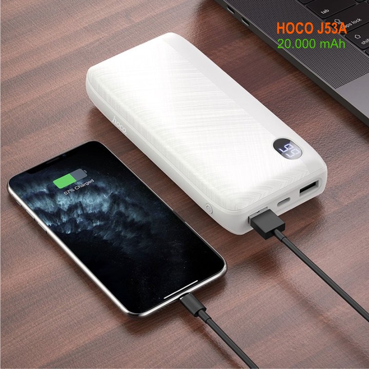 Pin dự phòng 20000 mAh 2 cổng sạc nhỏ gọn sang trọng HOCO J53AC - Hàng chính hãng