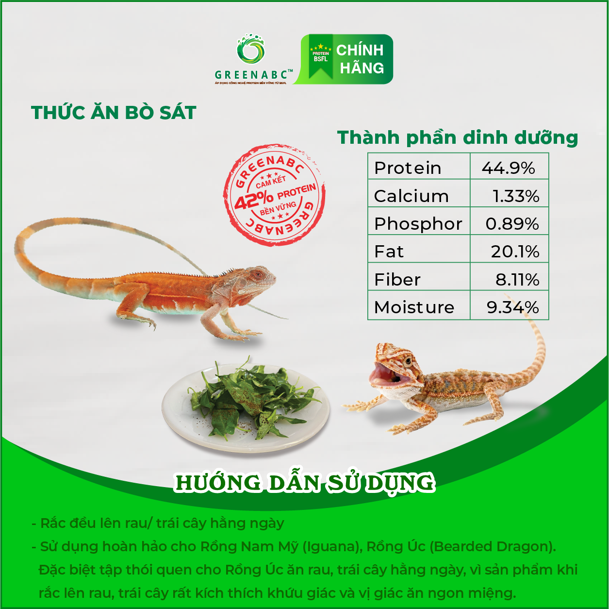 BÒ SÁT IGUANA RỒNG ÚC - Thức ăn bò sát bổ sung dinh dưỡng cho RỒNG NAM MỸ, RỒNG ÚC cho TĂNG SIZE, TĂNG MÀU, ĂN NGON, CANXI 1.33% giúp GAI TRÒN BUNG ĐỀU, GÙ CAO, TRÁNH BỊ MBD, TEO ĐUÔI