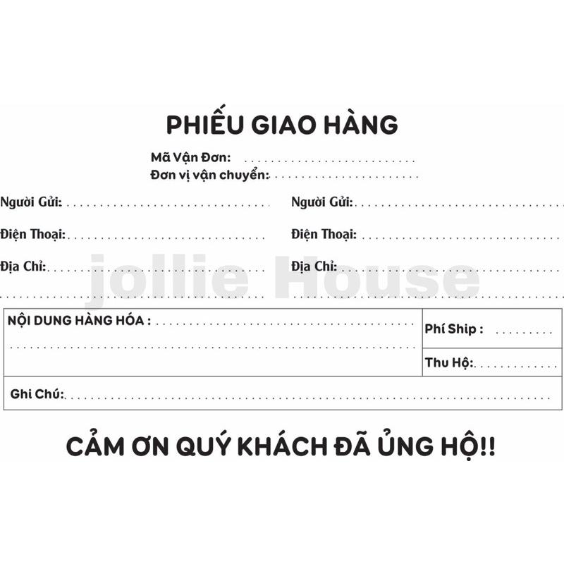 Phiếu Giao Hàng - Phiếu gửi hàng có keo dán ( màu và trắng đen)