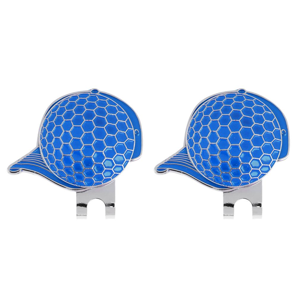2 Sets of Fashion Cap Stainless Steel Golf Hat Clip Magnetic with Ball Marker