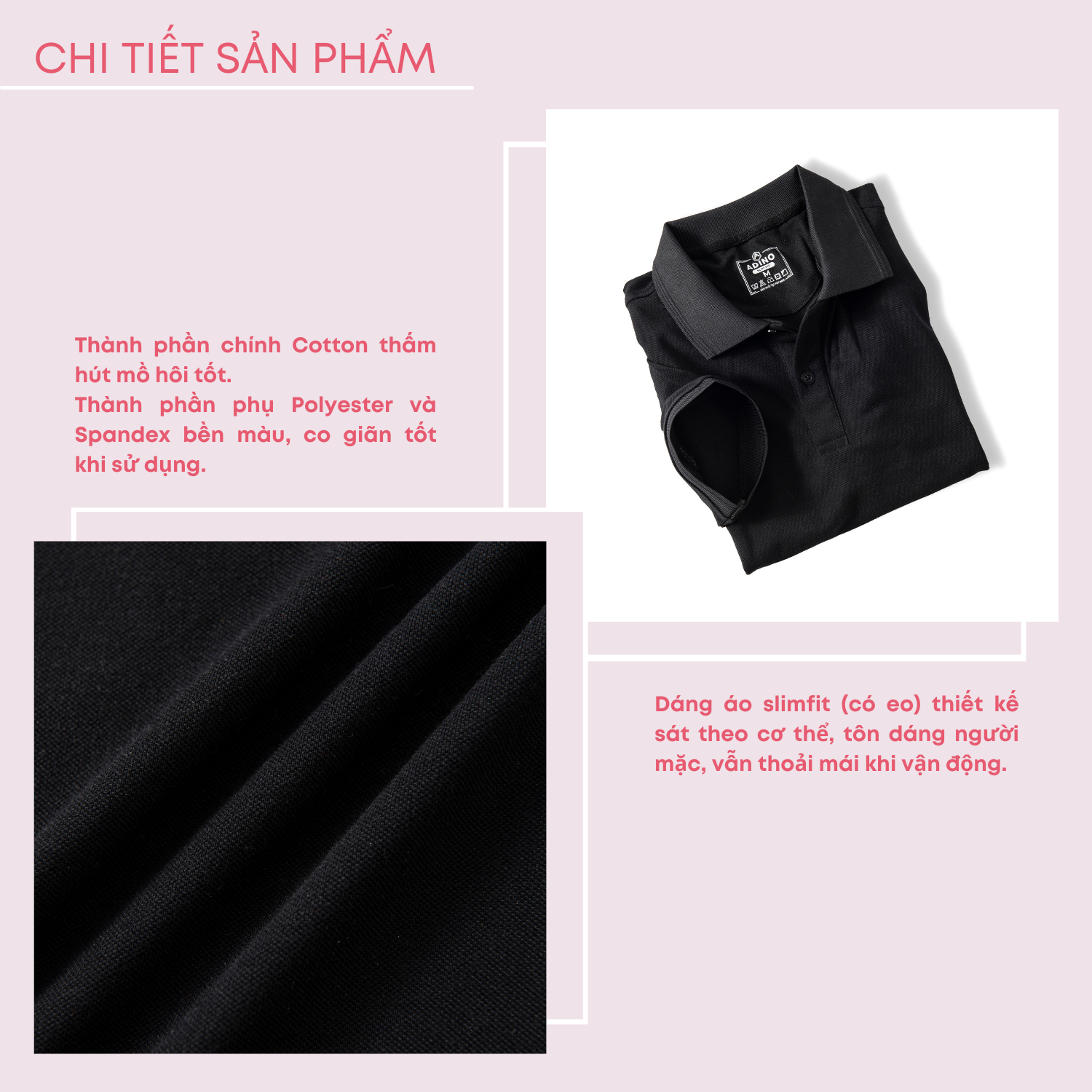 Hình ảnh Áo polo nữ màu đen phối viền chìm ADINO vải cotton polyester mềm dáng slimfit công sở hơi ôm trẻ trung APN03