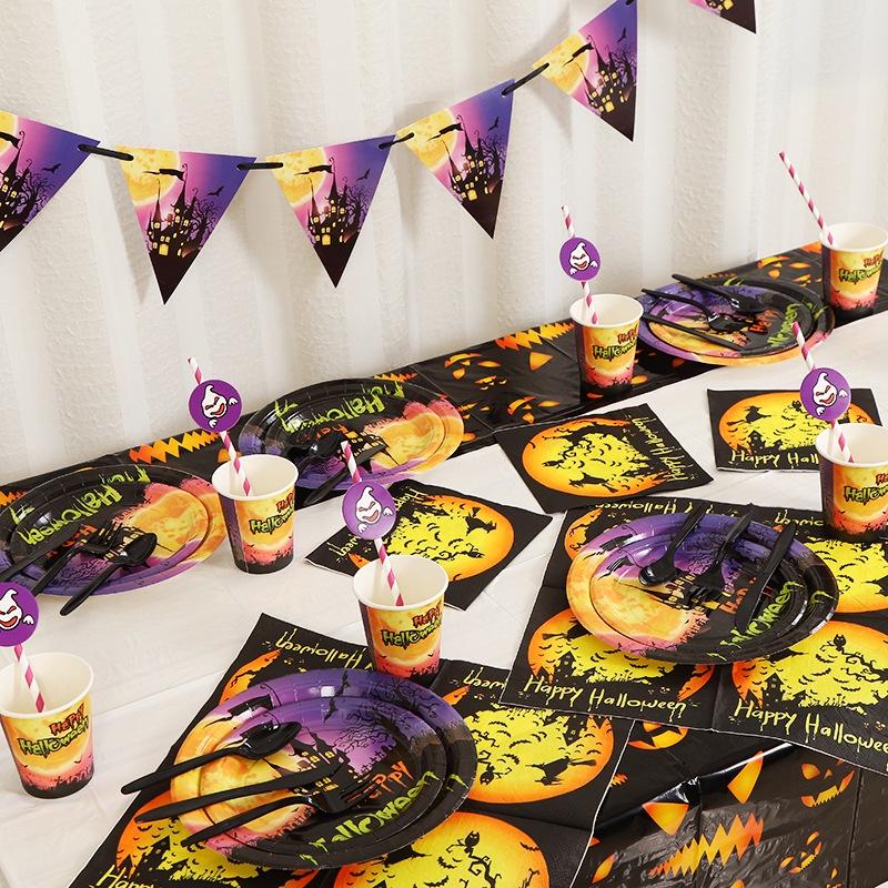 Bộ Cốc Đĩa Giấy Chủ Đề Halloween 2022 Trang Trí Tiệc Sinh Nhật