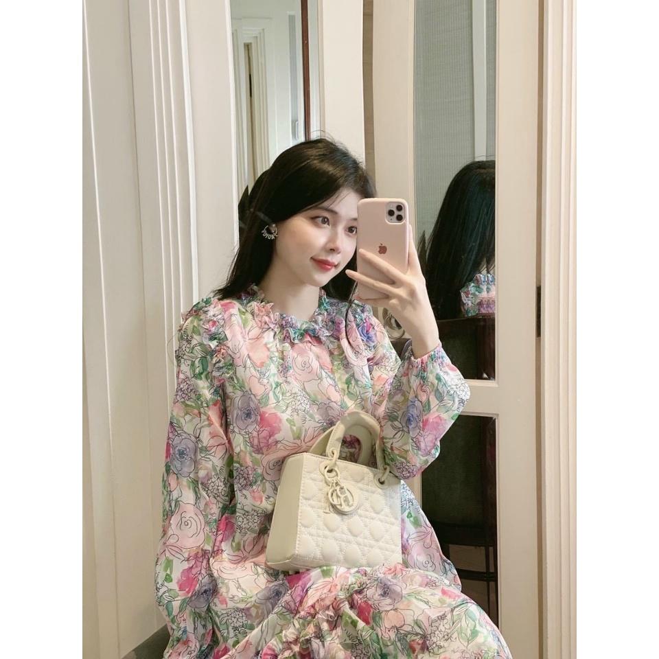 Váy bầu, đầm bầu hoa nhí hồng cổ ren xinh xắn nhẹ nhàng - V39 | Shopee Việt  Nam