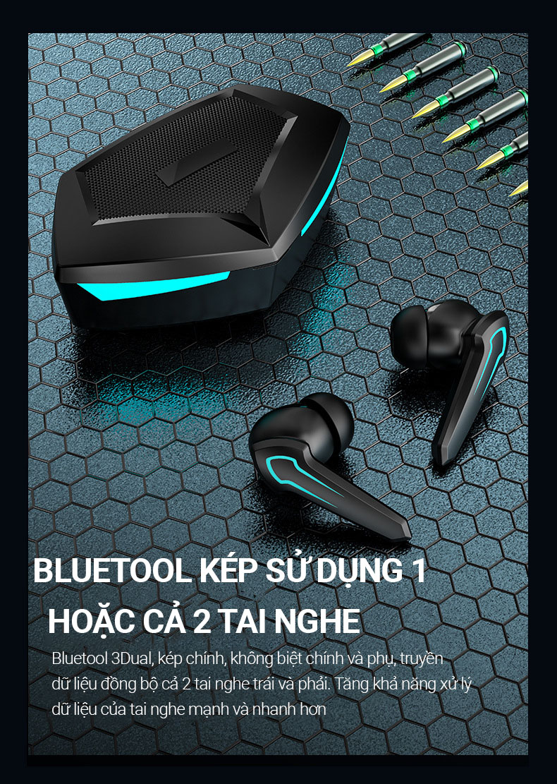 Tai Nghe Gaming Không Dây Bluetooth 5.2 FLOVEME - P30, hỗ trợ đàm thoại độ trễ cực thấp khi chơi game, Bass mạnh mẽ - Hàng chính hãng