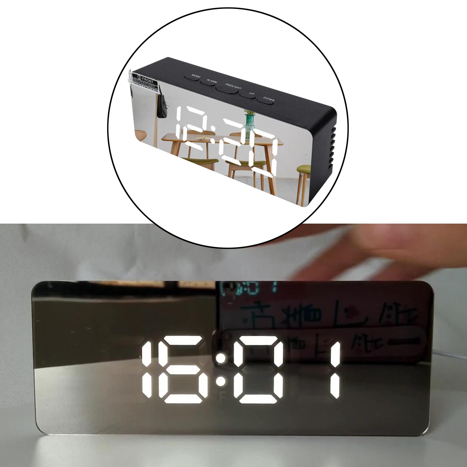 Alarm Clock Digital LED Display Mirror Clock