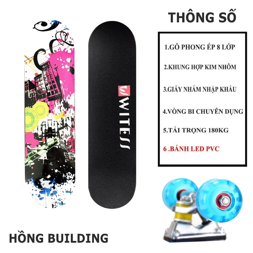 Ván trượt skateboard Keen Store gỗ phong 7 lớp mặt đen nhám tải trọng 180kg dành cho người lớn và trẻ em