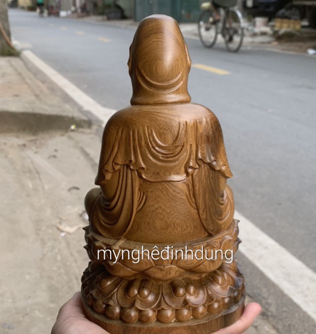 Tượng mẹ quan âm bồ tát bằng gỗ bách xanh thơm nức kt cao 20×12cm