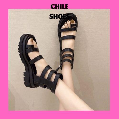 Dép Sandal Chiến Binh Nữ Độn Đế Khóa Ngang Tăng Chiều Cao Phong Cách Hàn Quốc_Hàng đẹp full size