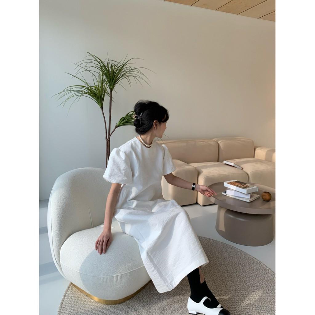 Đầm nữ sang trọng với form suống kết hợp tay phồng phong cách Châu âu