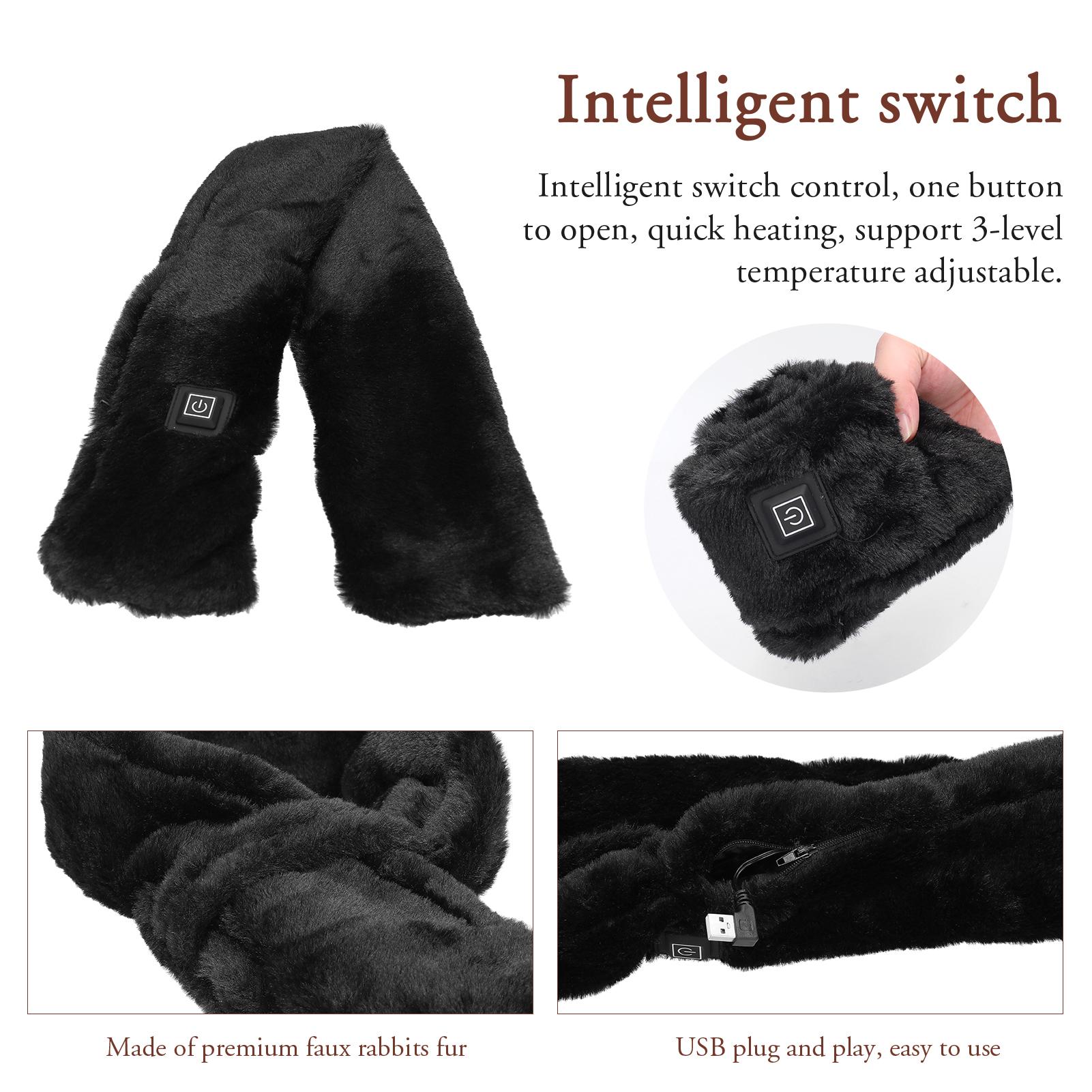 Electric Heated Scarf Winter Warm Neck Wrap Battery Powered Neck Heat Pad Washable with 3-Level Temperature Adjustment