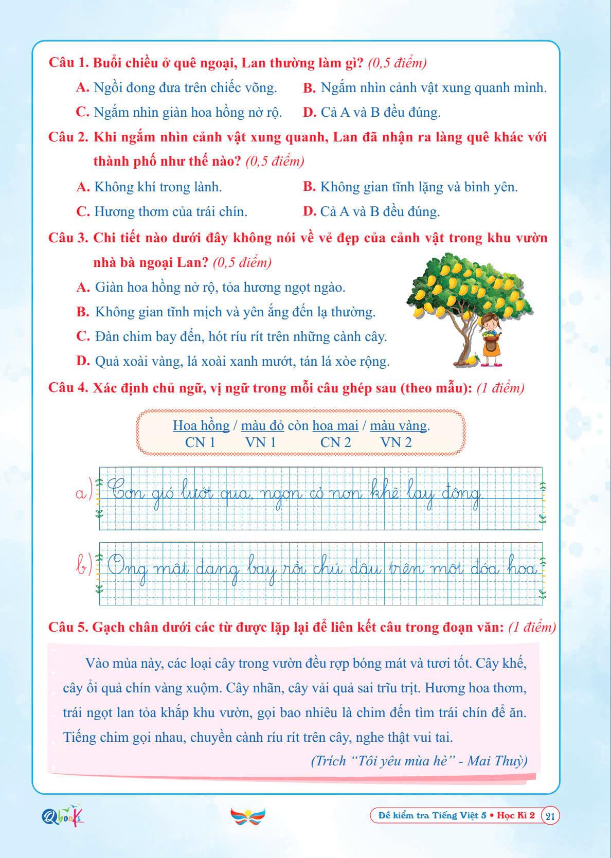 Đề kiểm tra TIẾNG VIỆT 5 Học kì 2 - Cánh Diều - Bản Quyền