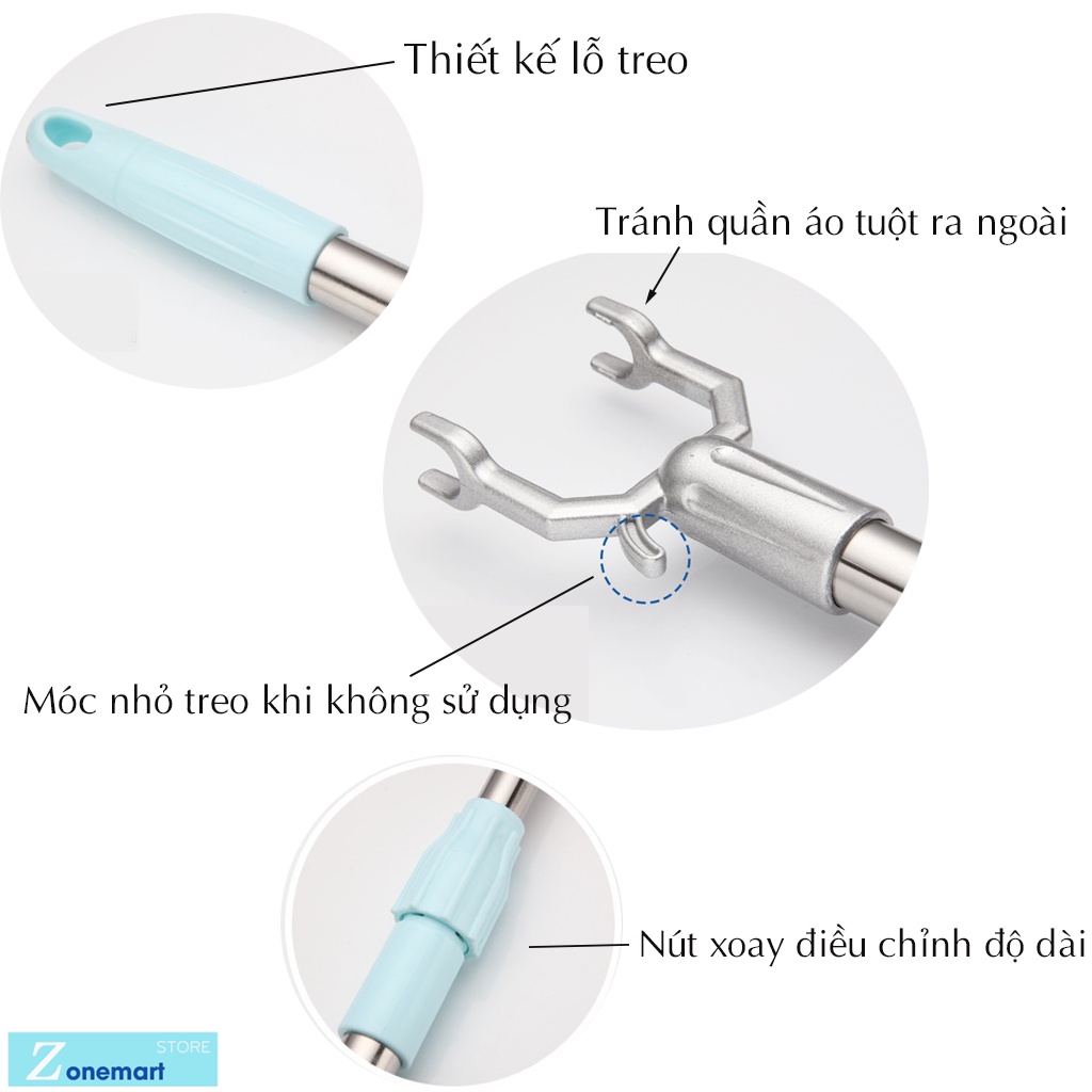 Gậy Phơi Đồ Bằng Inox Gấp Gọn Cây Phơi Đồ Thông Minh Tiện Lợi - Hàng Loại 1 - Chính Hãng MINIIN