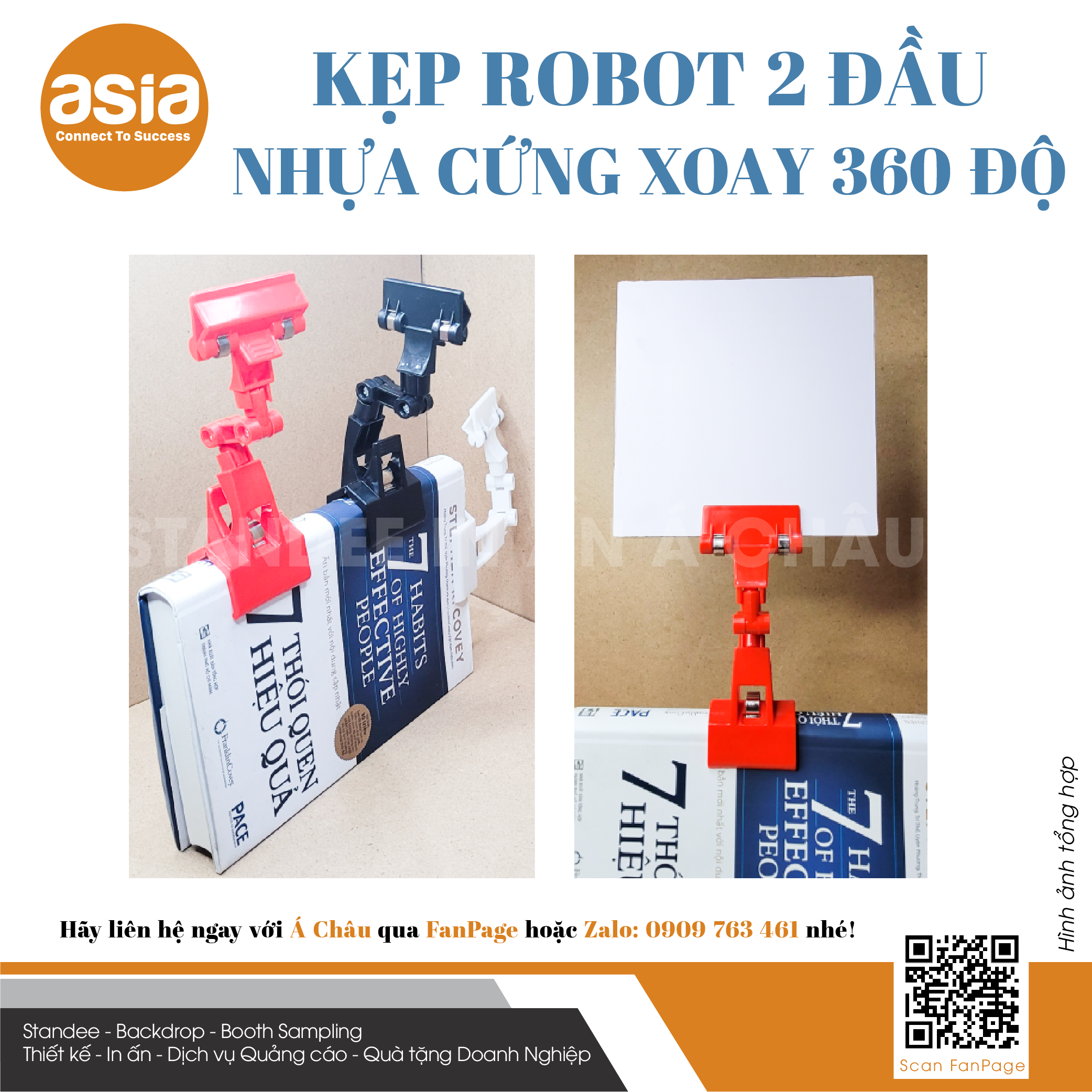 Kẹp wobbler xoay 360 độ, kẹp robot 2 đầu, Giao màu ngẫu nhiên