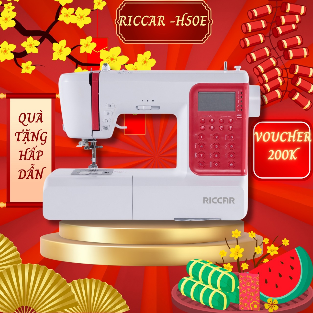 Hình ảnh Máy may gia đình RICCAR H50E - Máy may điện tử -Thương hiệu Nhật Bản - Hàng Chính Hãng