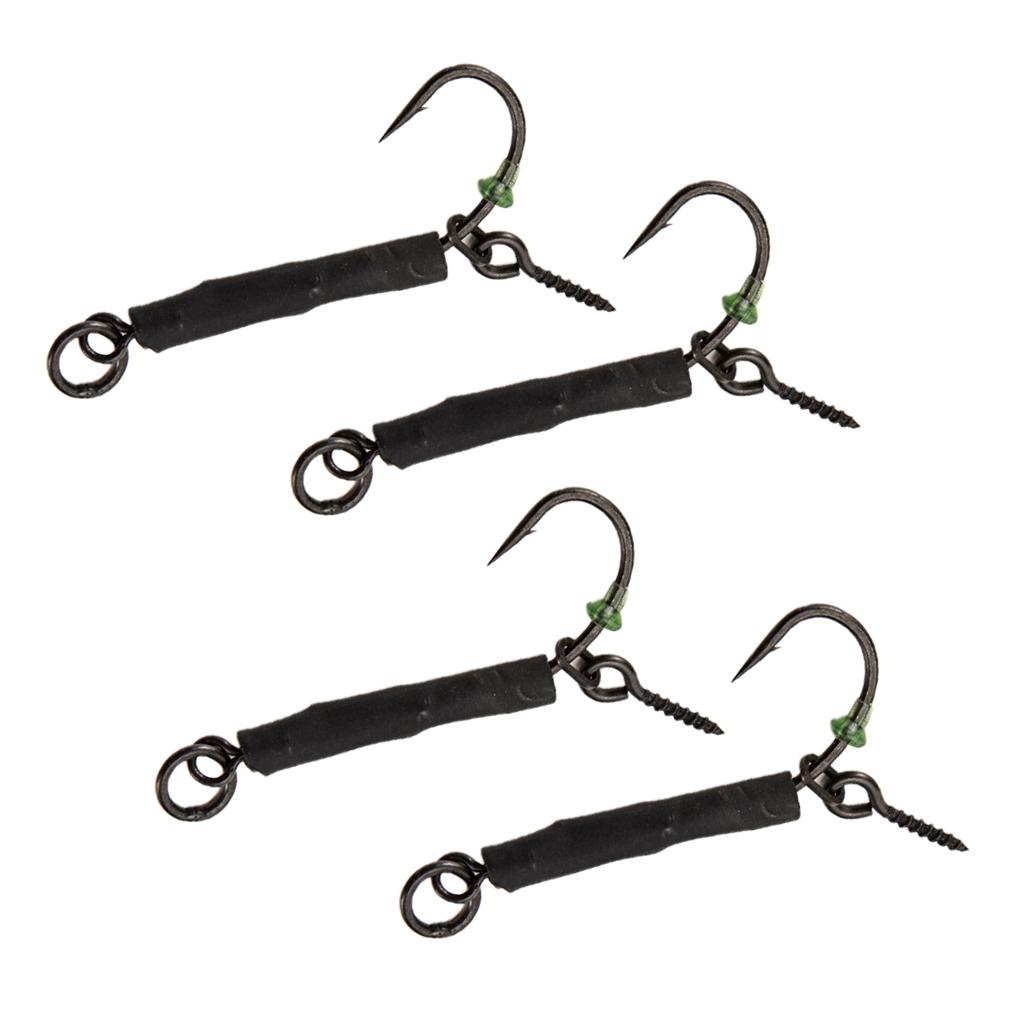 4pcs Fishing Ronnie Rigs Carp Fishing Spinner Rigs Assist Hooks 04 barbed