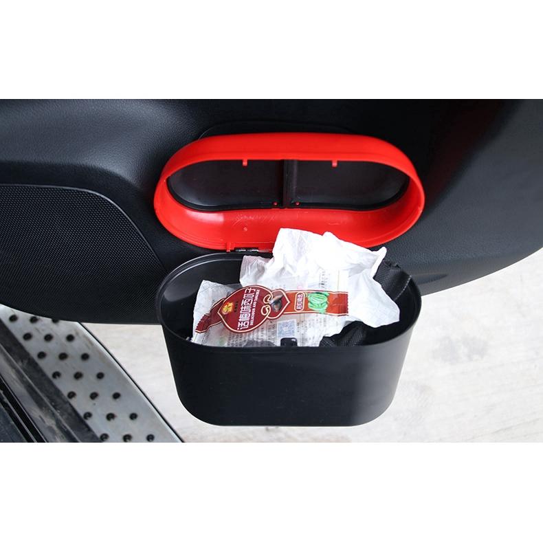 Mini Car Trash Can Suspension Garbage Can Car Storage Box Car Double-open Trash Bin Car Interior Glove Compartment