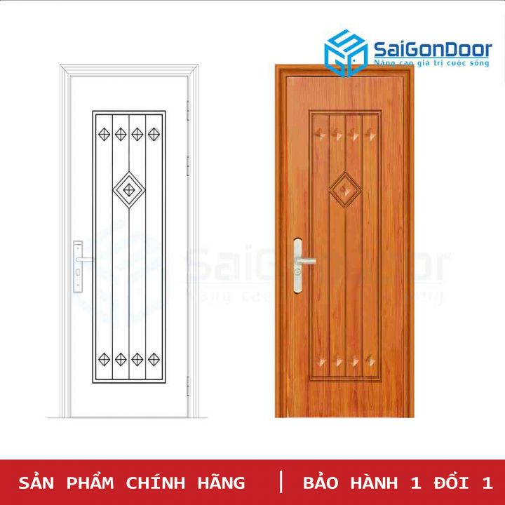 Cửa thép vân gỗ SGD GS1H18 Màu Vàng Sang Trọng Phù Hợp Mọi Nhà - Saigondoor