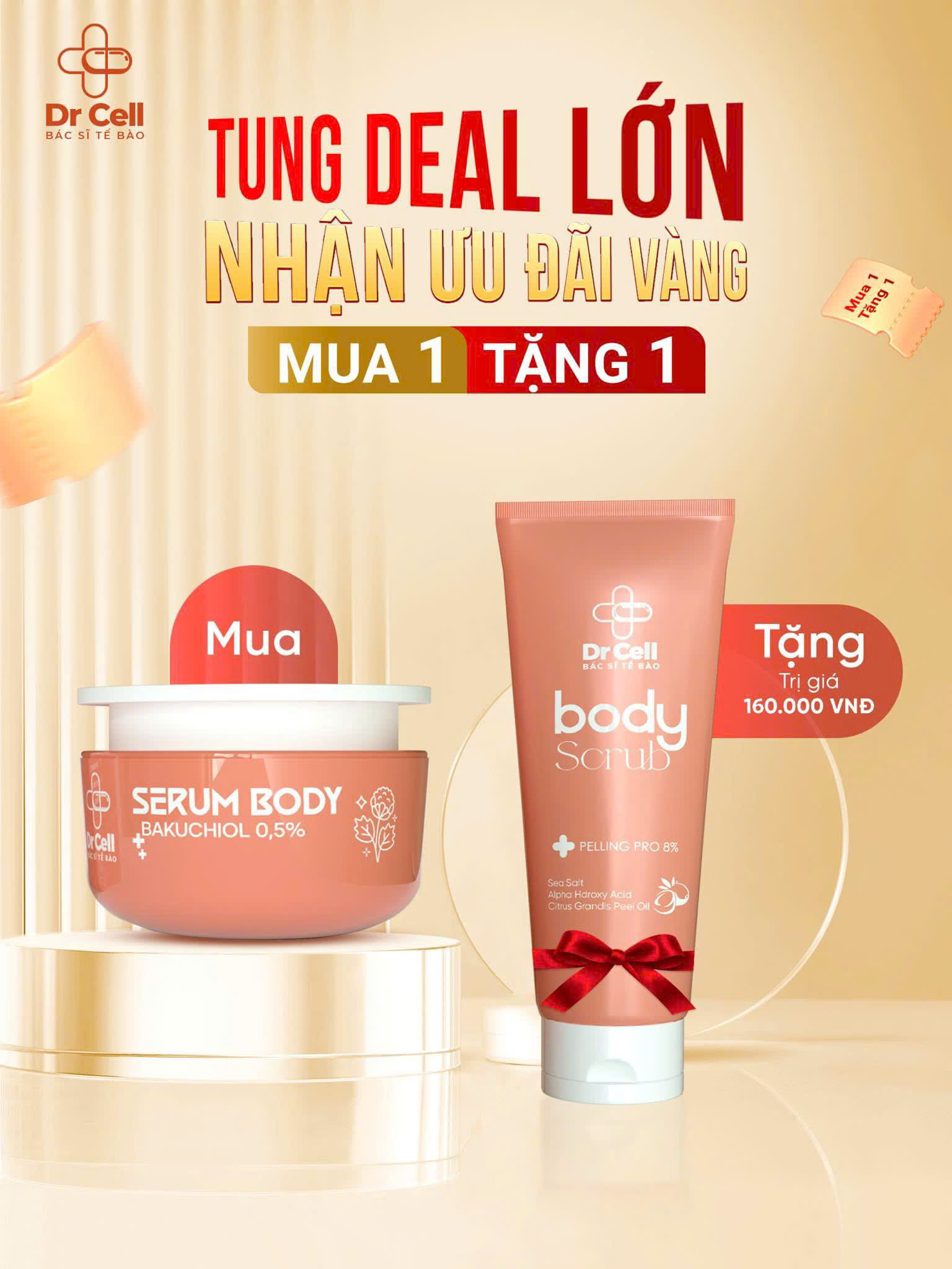 Serum Body Bakuchoil Dr Cell 180g dưỡng trắng da body chống lão hoá mềm mịn da - Hàng Chính Hãng