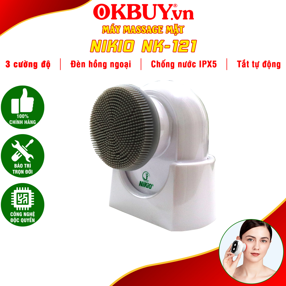 Máy Massage Mặt, Nâng Cơ Điện Di Tinh Chất Làm Trẻ Hóa Da Kết Hợp Rửa Mặt Nikio NK-121