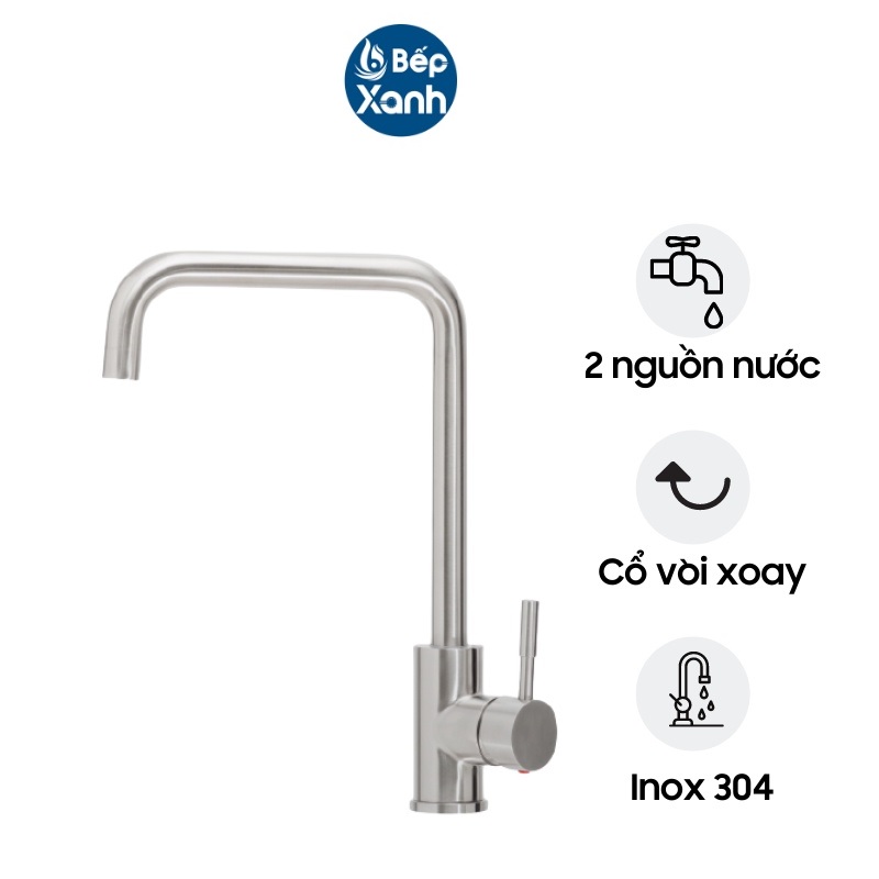 Vòi Rửa Chén Malloca K559-SN - 2 Nguồn Nóng Lạnh - Chất Liệu Inox 304 - Hàng Chính Hãng