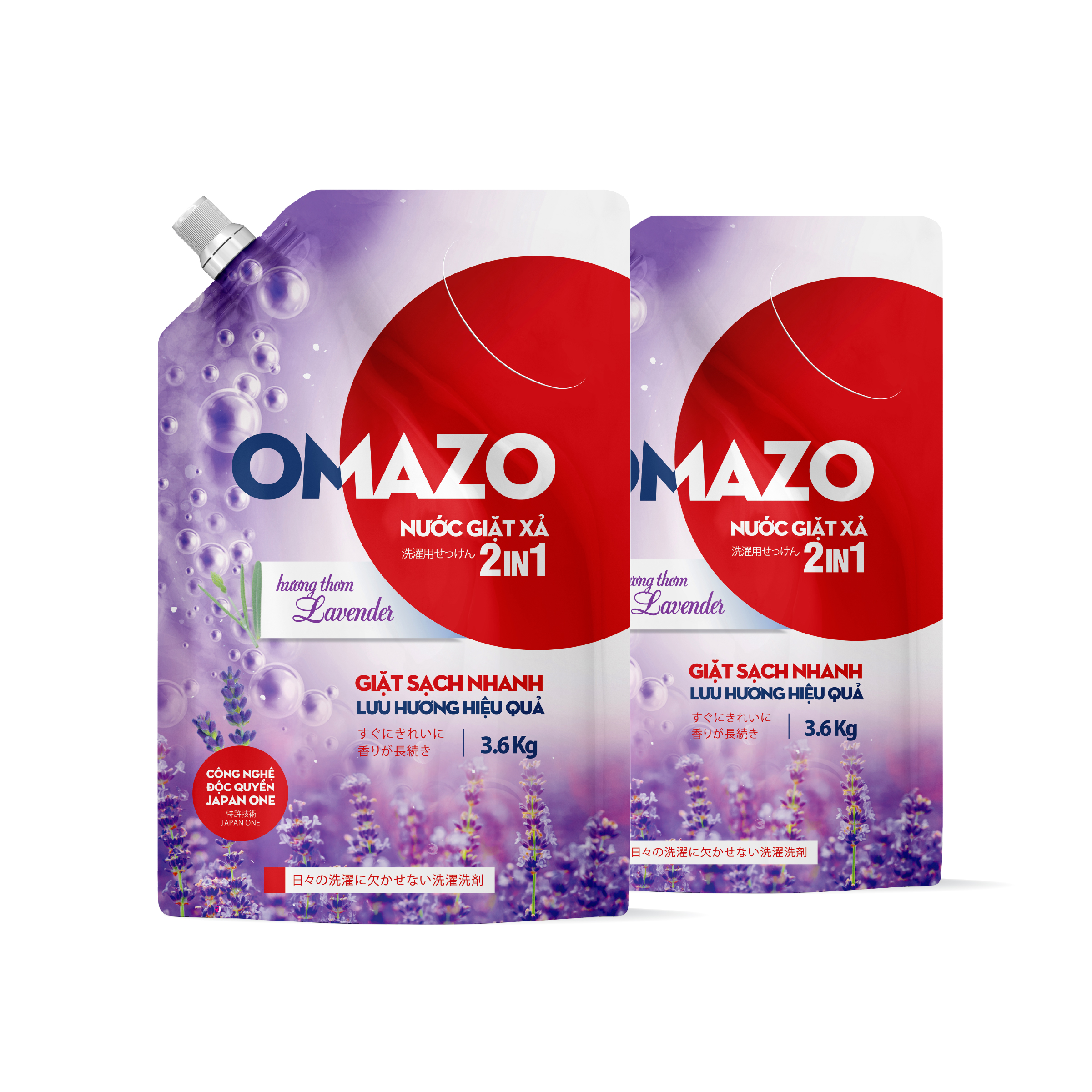 Combo 2 Túi Nước Giặt Xả Omazo Đậm Đặc Hương Lavender (3.6kg x2)