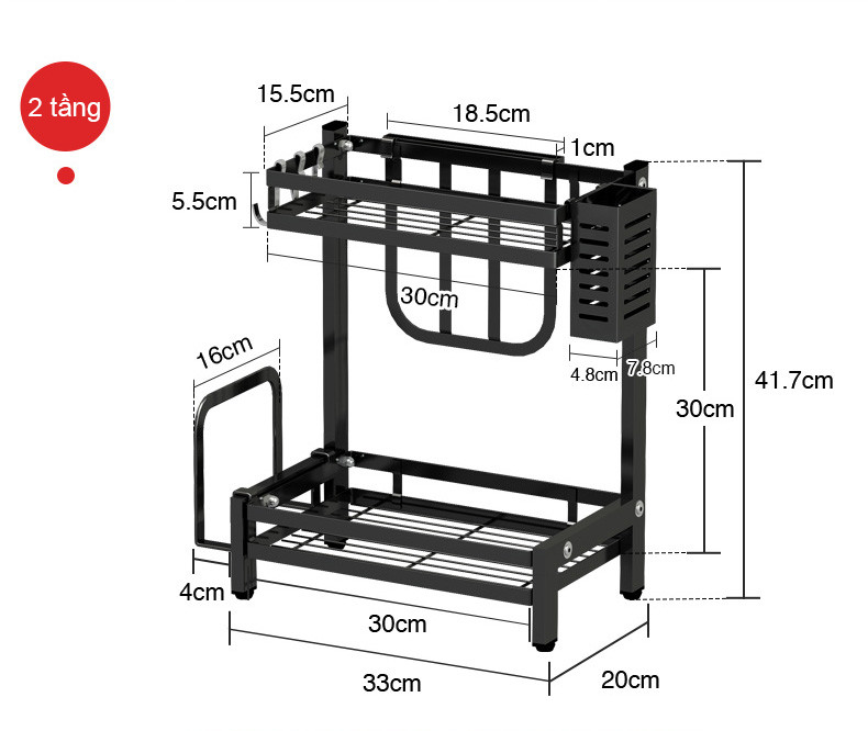 Kệ để gia vị KN 133 thiết kế 2 tầng đa năng tiện dụng