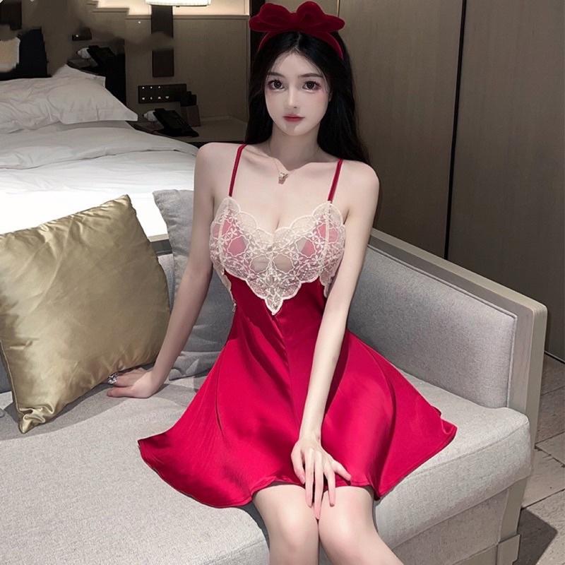 Váy ngủ lụa ngực ren hoa cực xinh. Giao hoả tốc HCM
