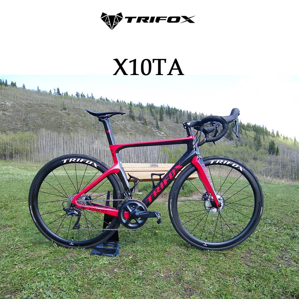 TRIFOX X10TA Carbon Road Bike Xe đạp có thể cài đặt DI2 / Cơ Derailleurs Xe đạp Bycicle Xe đạp Khung Xe đạp thể thao Color: Red Size: XL-58