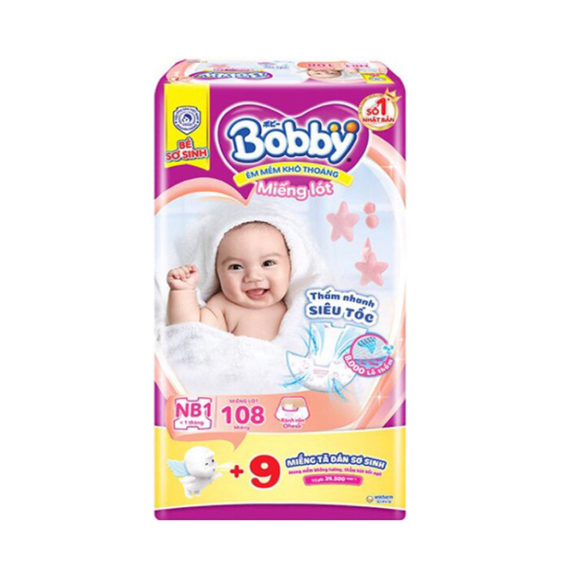 Miếng lót sơ sinh Bobby NB1-108( Tặng 9m tã dán sơ sinh)