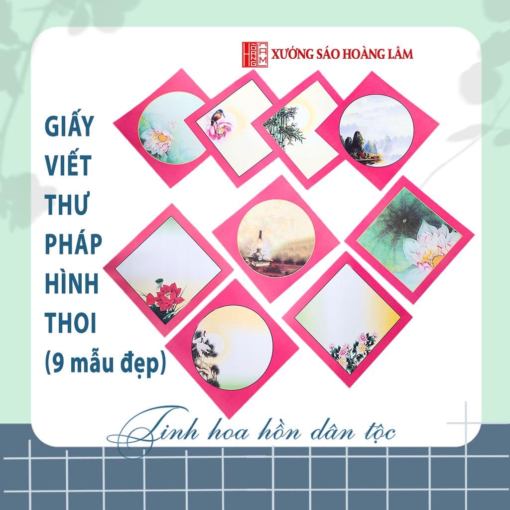 Combo 10 tờ giấy quả trám viết thư pháp hình thoi 26x26 cm có đủ 9 mẫu đẹp tùy chọn