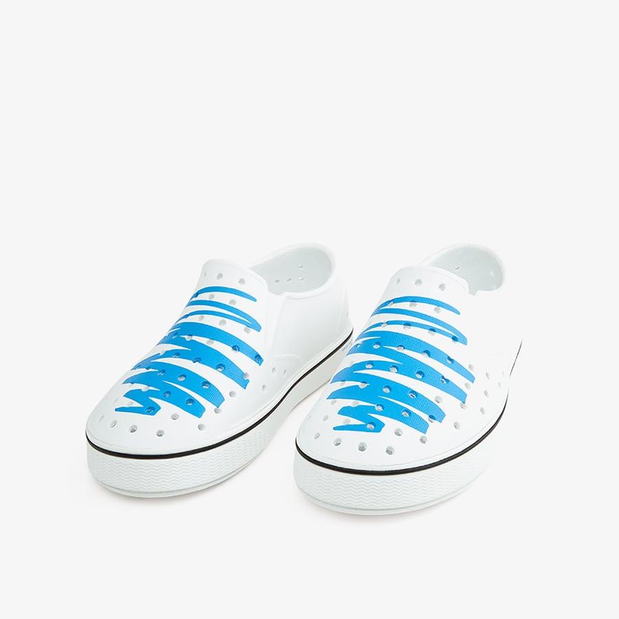 Giày Lười Trẻ Em NATIVE Miles Print Junior - Shell White/ Shell White/ Itty Bitty Blue Scribble - 32.5