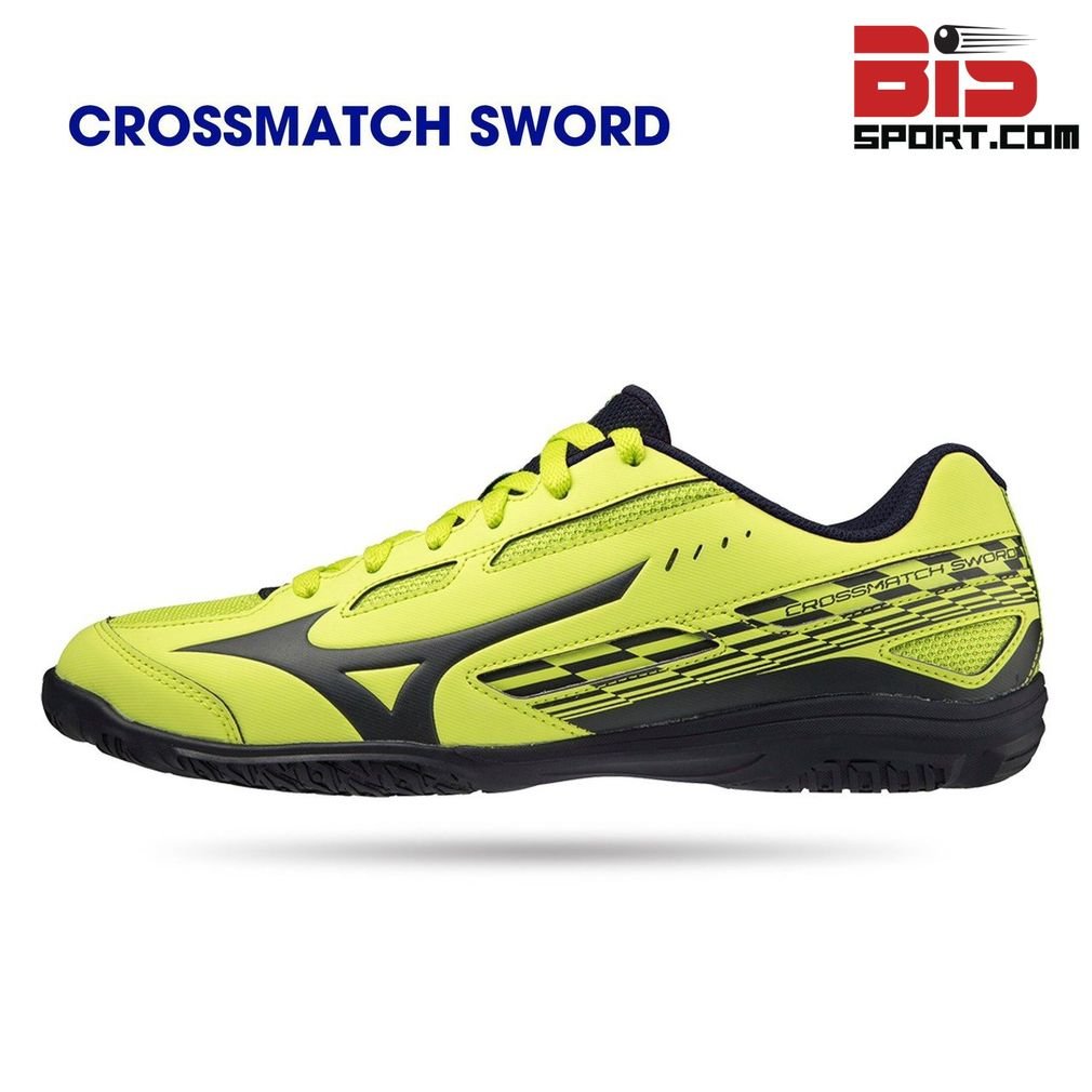 Giày Bóng Bàn Mizuno Crossmatch Sword Hàng Chính Hãng - Xanh Dạ Quang - Giày Cực Êm , Siêu Bám Sàn , Siêu Bền