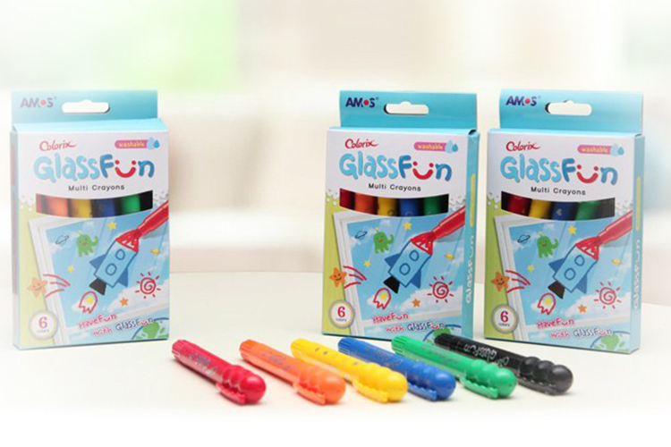 Bút Sáp Vẽ Trang Trí Trên Kính Glass Fun AMOS ACXG1 (6 Màu)