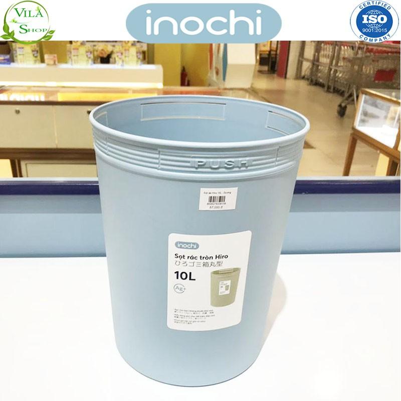 Thùng Đựng Rác, Giỏ Rác - Sọt Rác Tròn Hiro 5L-10L-15L Inochi Có Cài Túi Rác Đa Năng Tiện Lợi