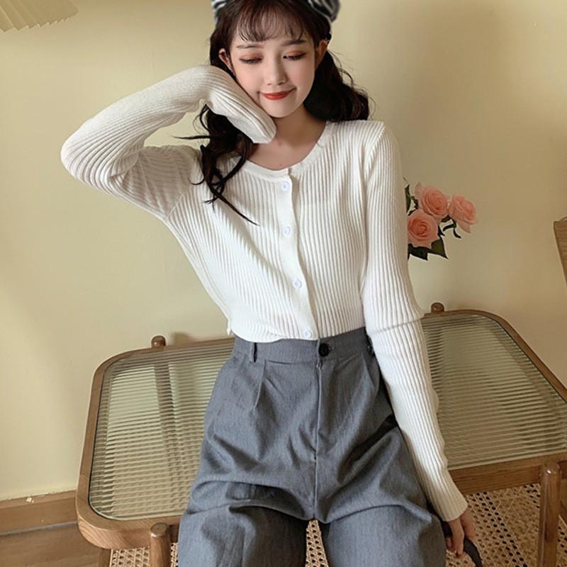 Áo Khoác Cardigan Dệt Kim Phối Nút Phong Cách Hàn Quốc Cho Nữ