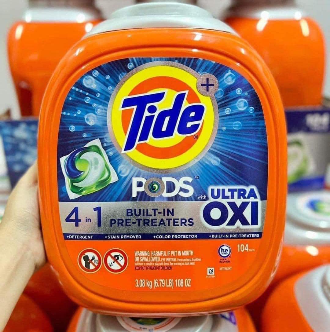 Viên Giặt Tide Pods Ultra Oxi 104 Viên 3.08kg – Mỹ