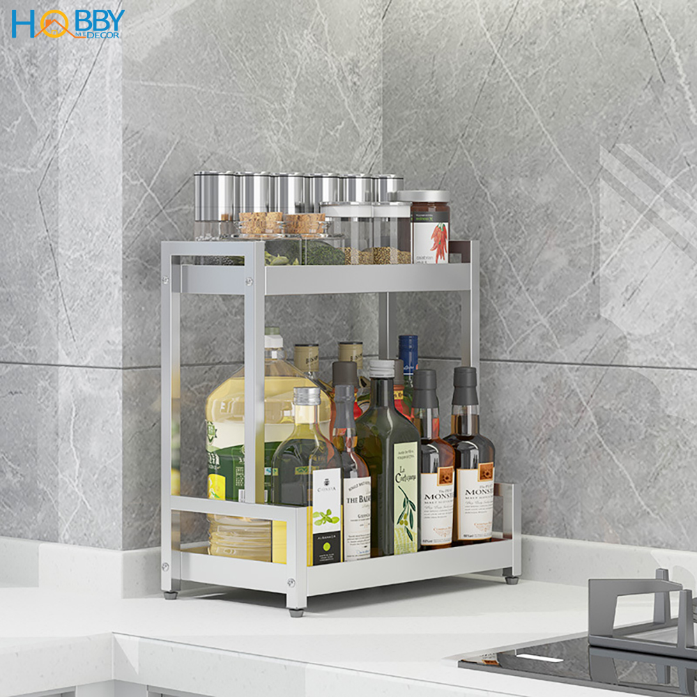 Kệ đựng gia vị nhà bếp 2 tầng Inox 304 HOBBY HOME DECOR GV2TN - không rỉ sét