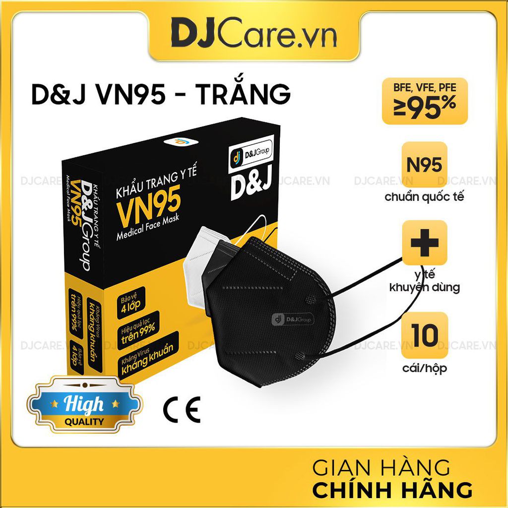 Khẩu Trang Y Tế VN95 D&J/Tiêu Chuẩn Quốc Tế/Hộp 10 Cái/4 Màu Lựa Chọn