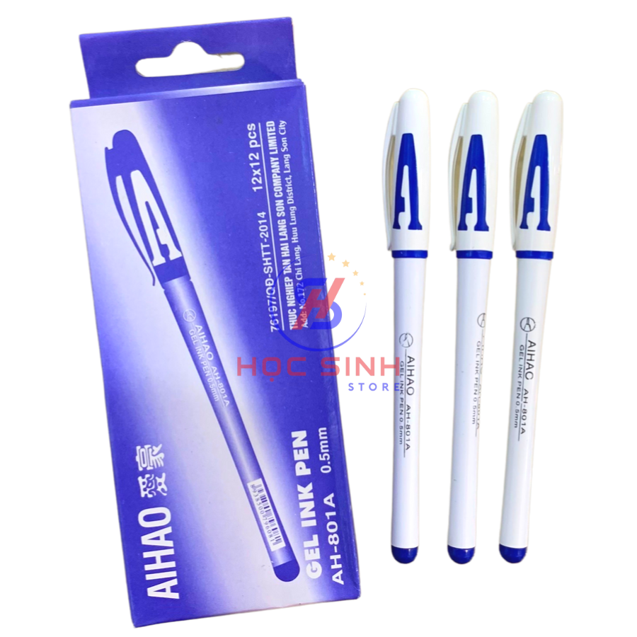 Hộp 12 cây bút AAA ngòi 0.5mm chất mực cao cấp, viết êm( Xanh, tím, đỏ, đen )