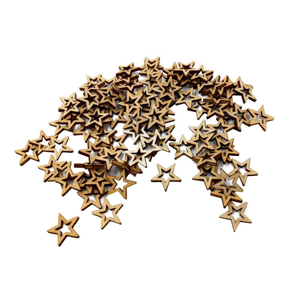 150x MIXED 20MM 30MM NATURAL STAR WOODEN DECOR CARD MAKING SCRAPBOOKING DIY