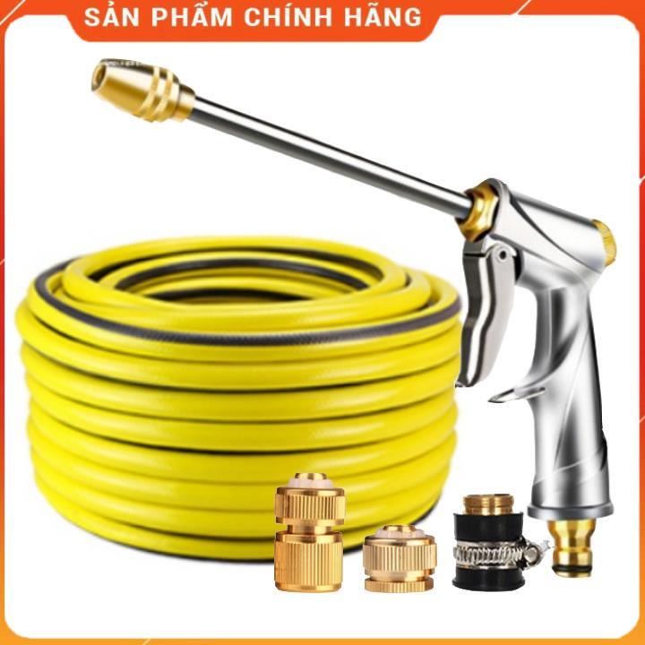 Rửa xe tưới cây Bộ dây và vòi xịt tăng áp lực nước 300% loại 25m cút đồng,nối đồng 206701-2